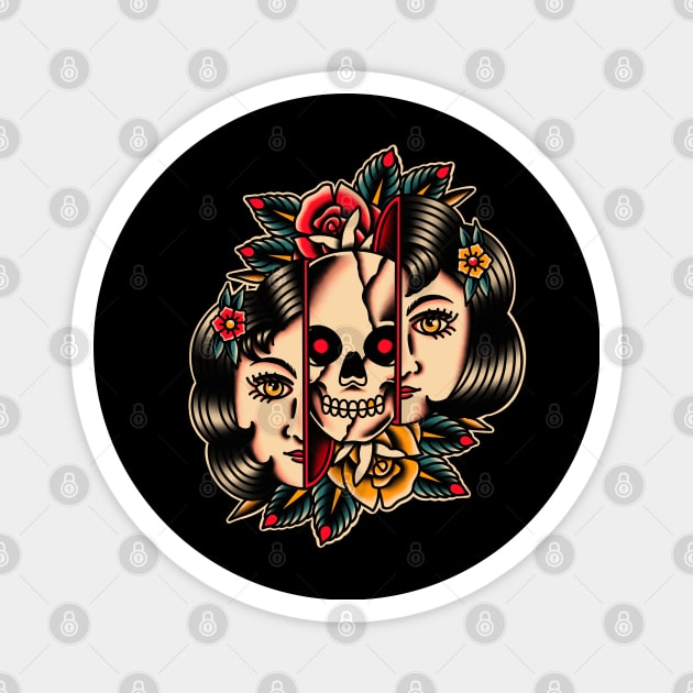 Women skull Magnet by ILLUSTRA.13